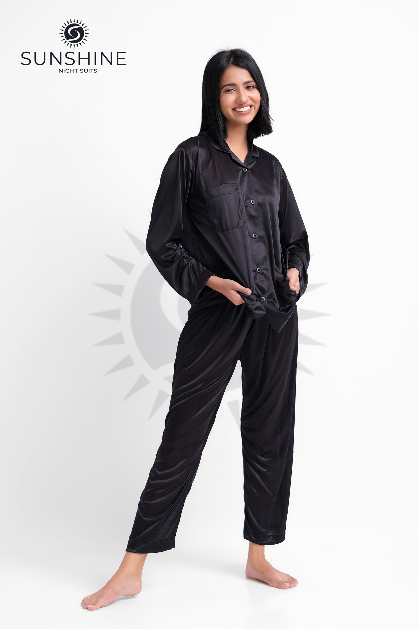 Black Silk Jersey Pajamas Set 2550-D