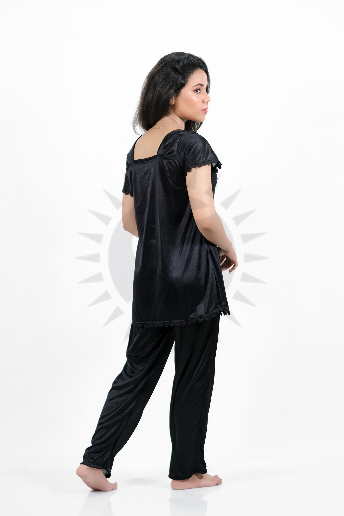 Black Silk Jersey Pajamas Set 2500-D