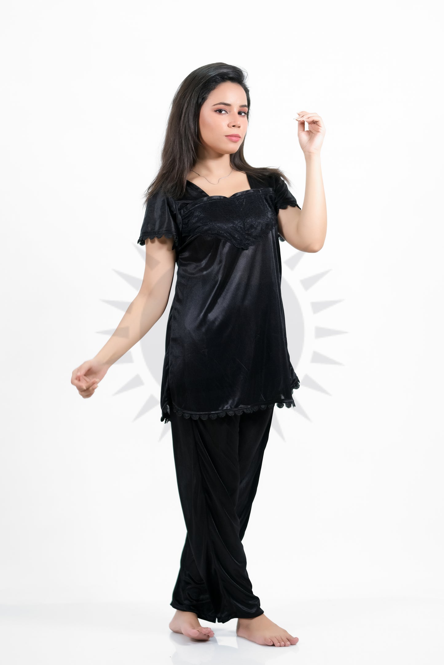 Black Silk Jersey Pajamas Set 2500-D