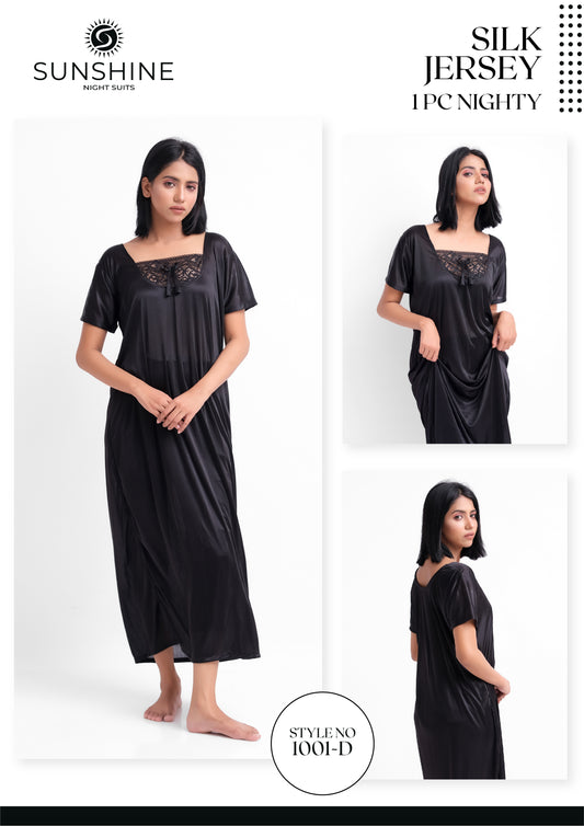 Black Silk Maxi Night Gown 1001-D