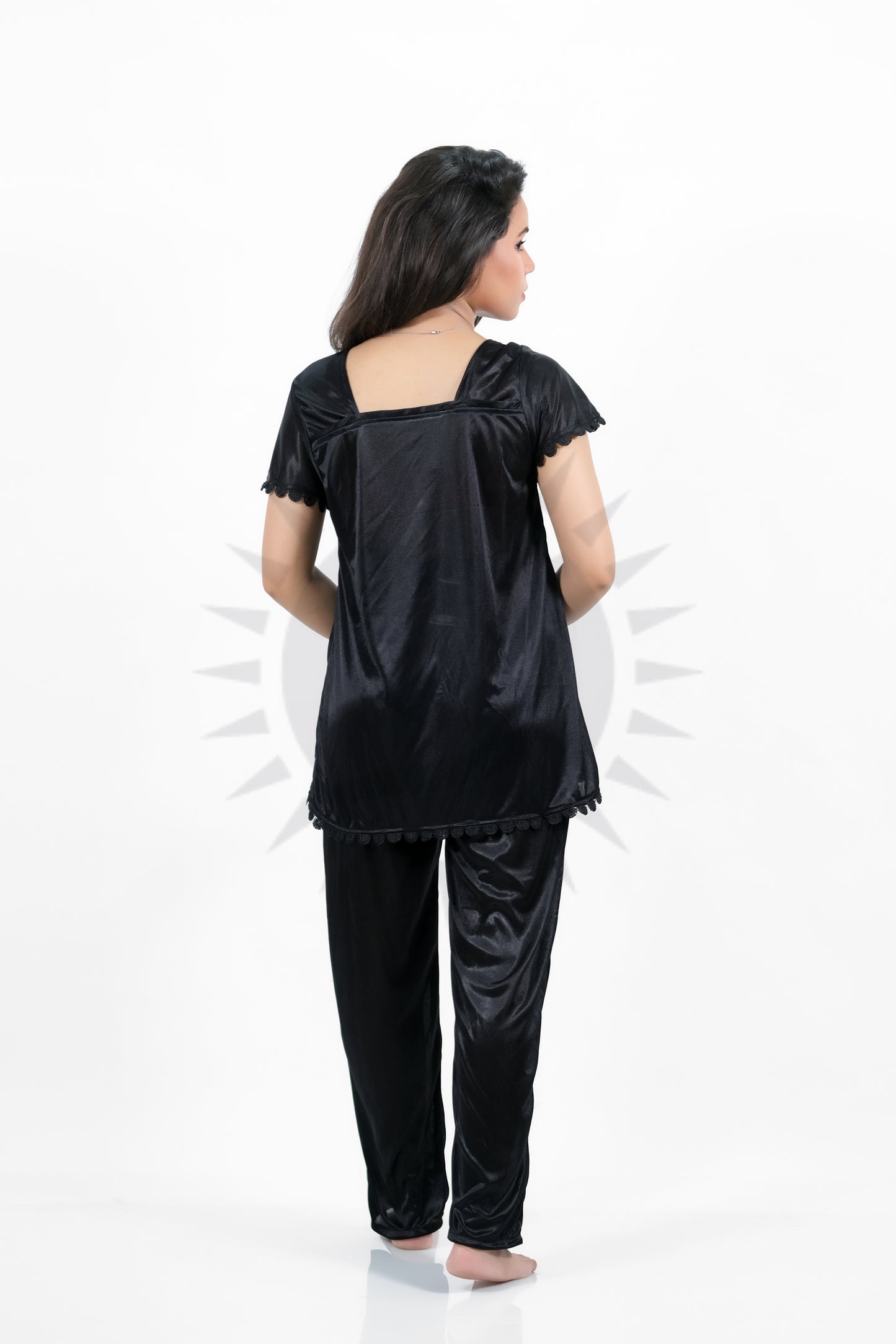 Black Silk Jersey Pajamas Set 2500-D