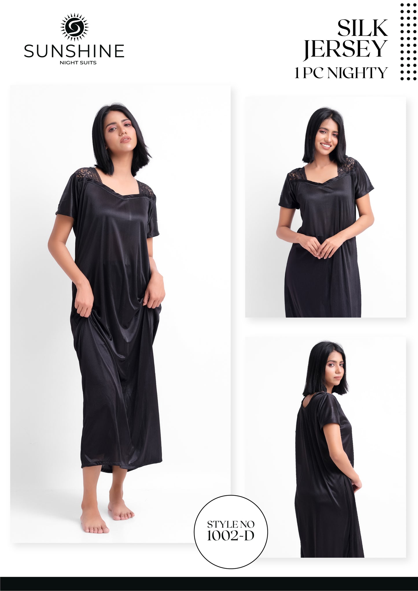 Black Silk Maxi Night Gown 1002-D