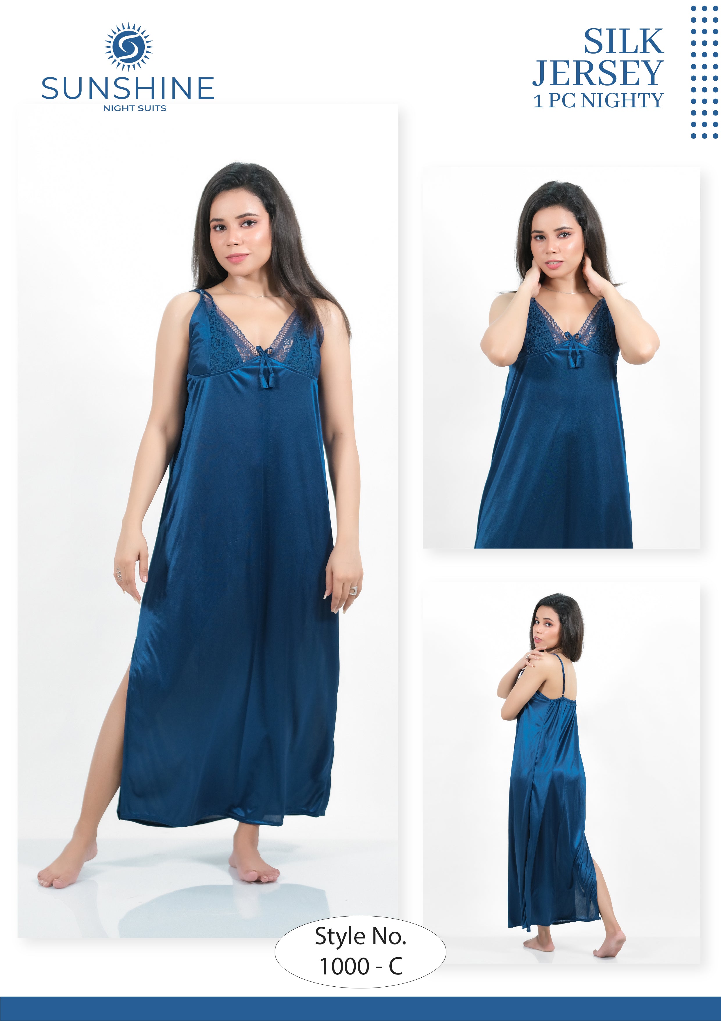 Blue Silk 1pc Nighty 1000 C