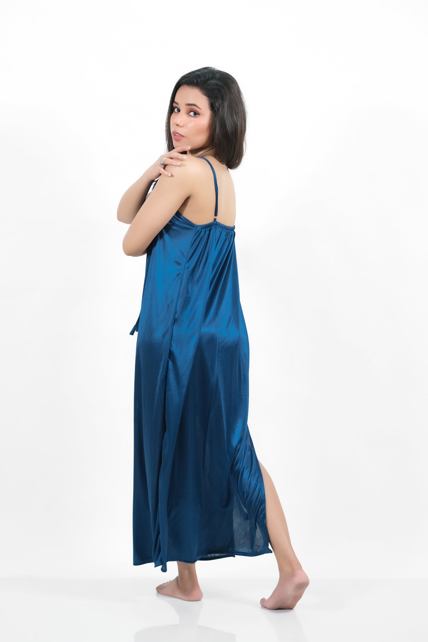 Blue Silk 1pc Nighty 1000-C