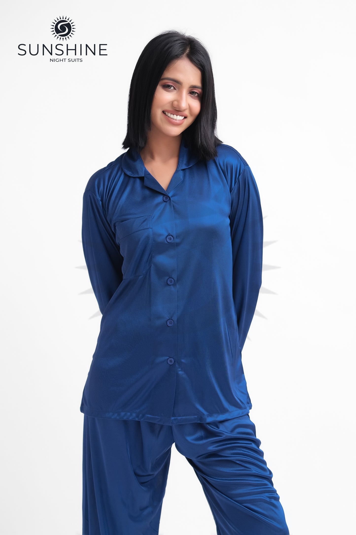 Blue Silk Jersey Pajamas Set 2550-C