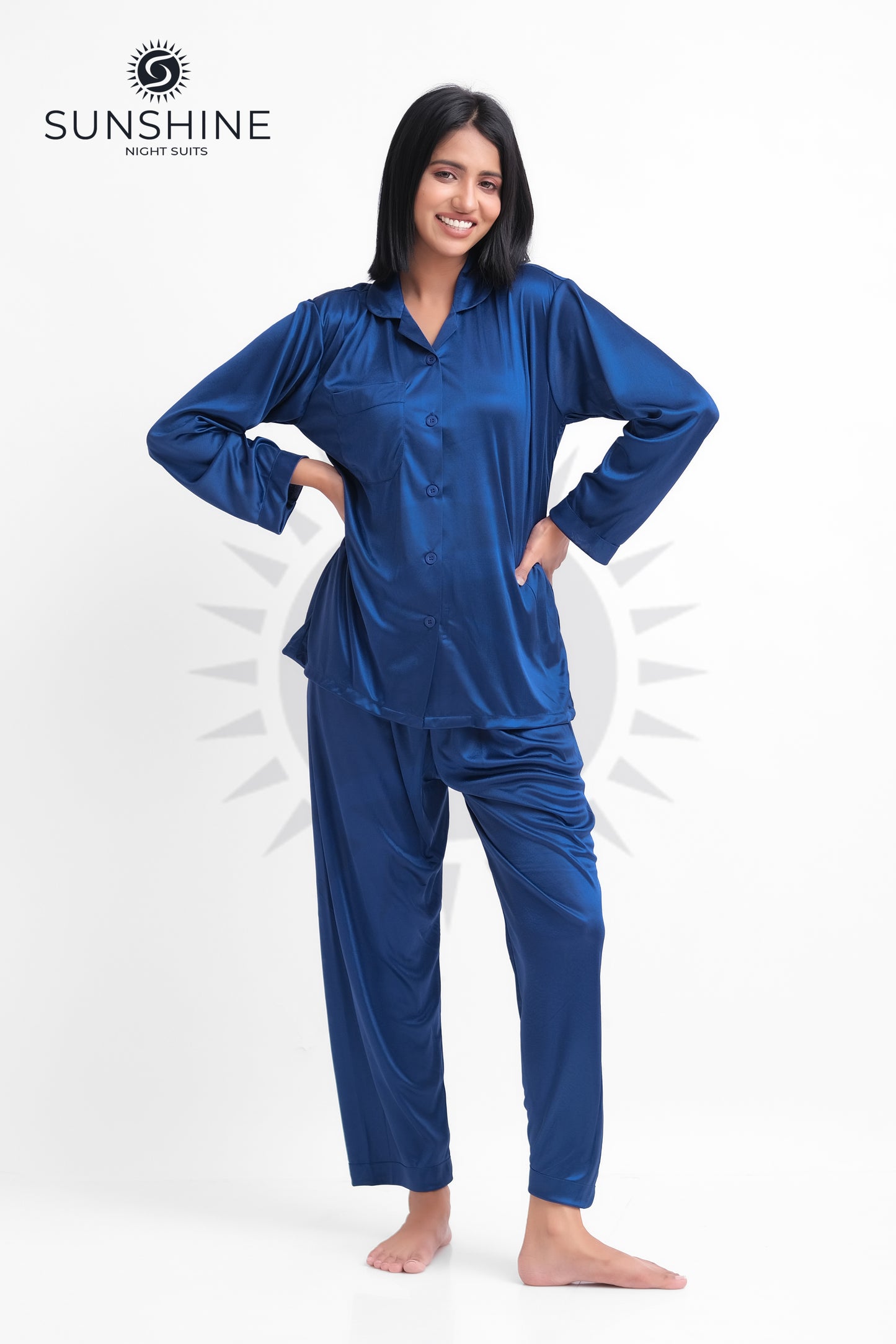 Blue Silk Jersey Pajamas Set 2550-C