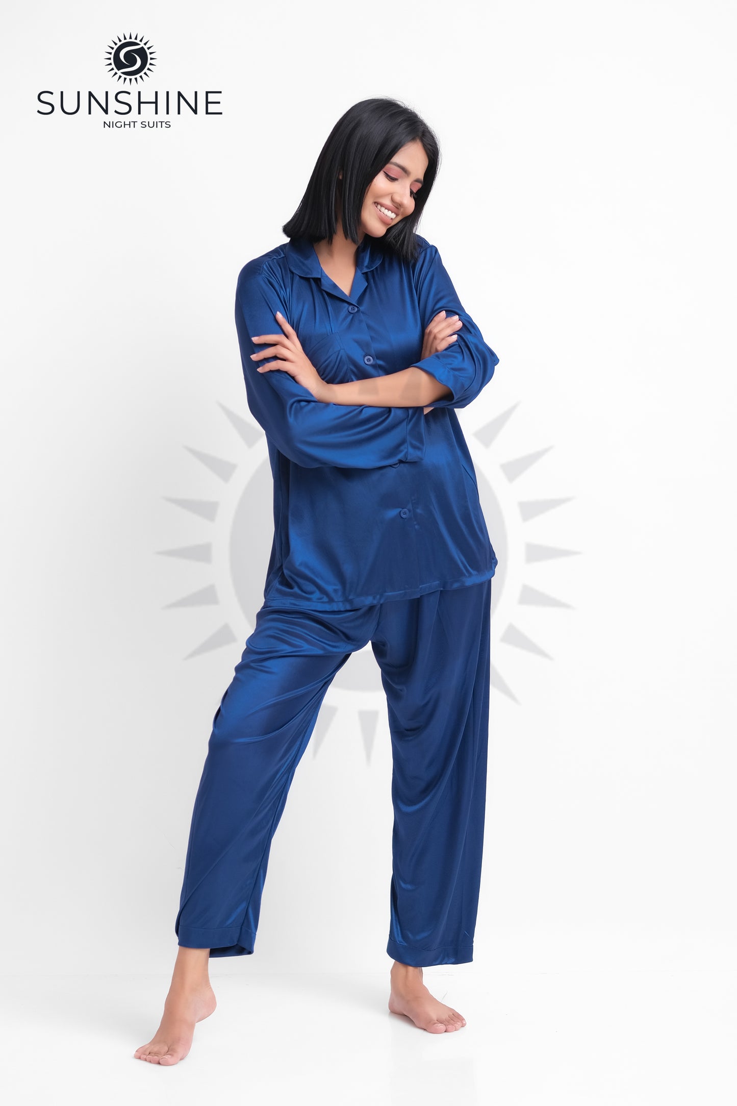 Blue Silk Jersey Pajamas Set 2550-C