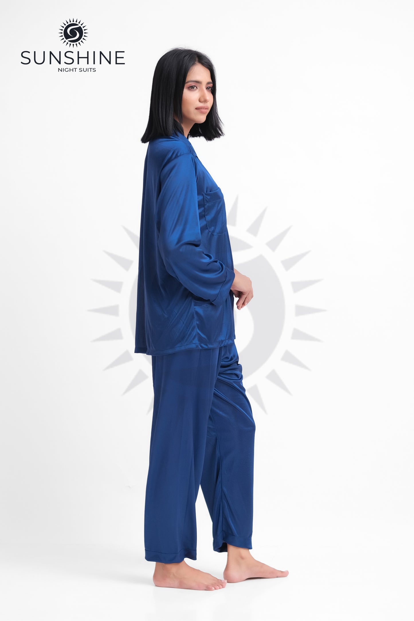 Blue Silk Jersey Pajamas Set 2550-C