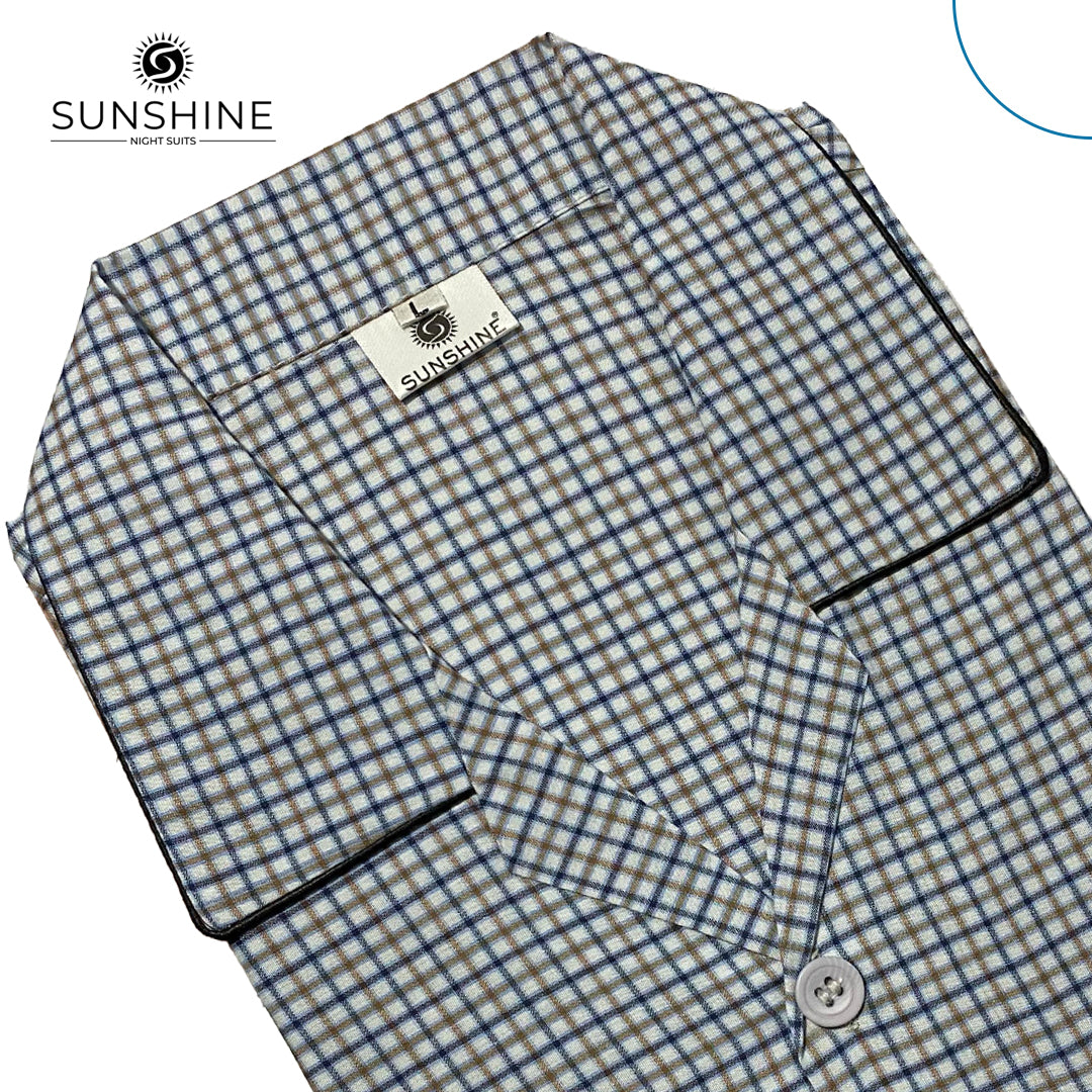 Light Blue Check Night Suit - CH-116