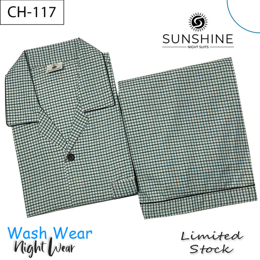 Light Green Check Night Suit - CH-117