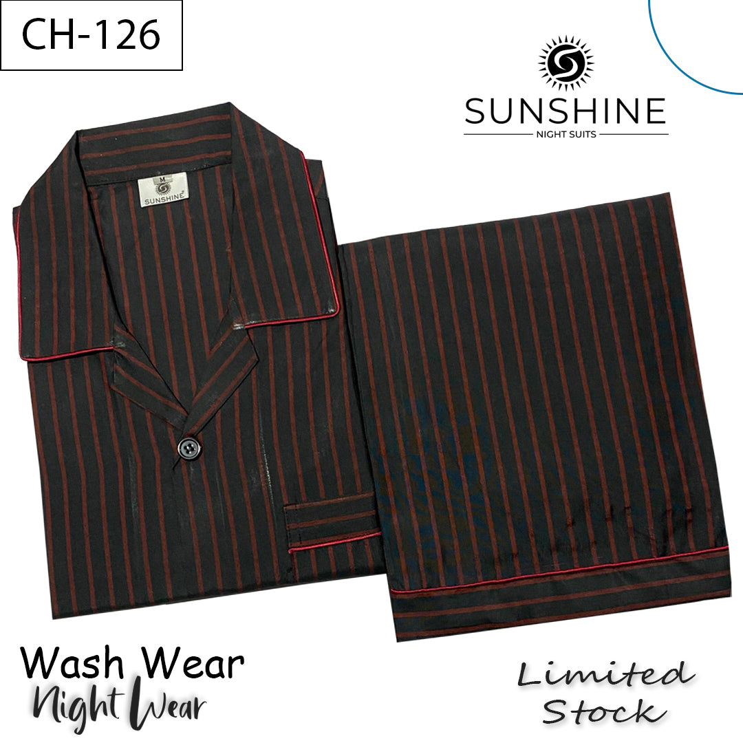 Black Red Stripe Night Suit – CH-126