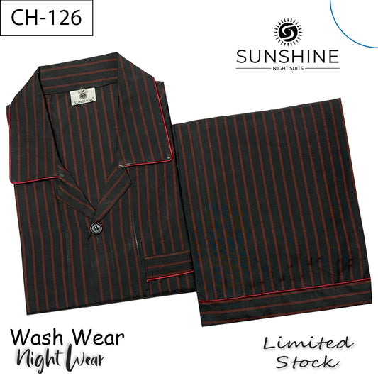 Black Red Stripe Night Suit – CH-126