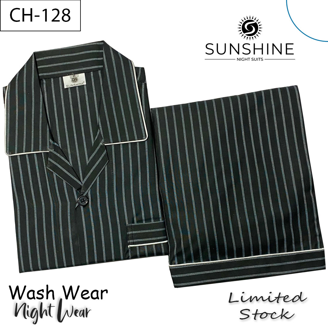 Black Grey Stripe Night Suit – CH-128