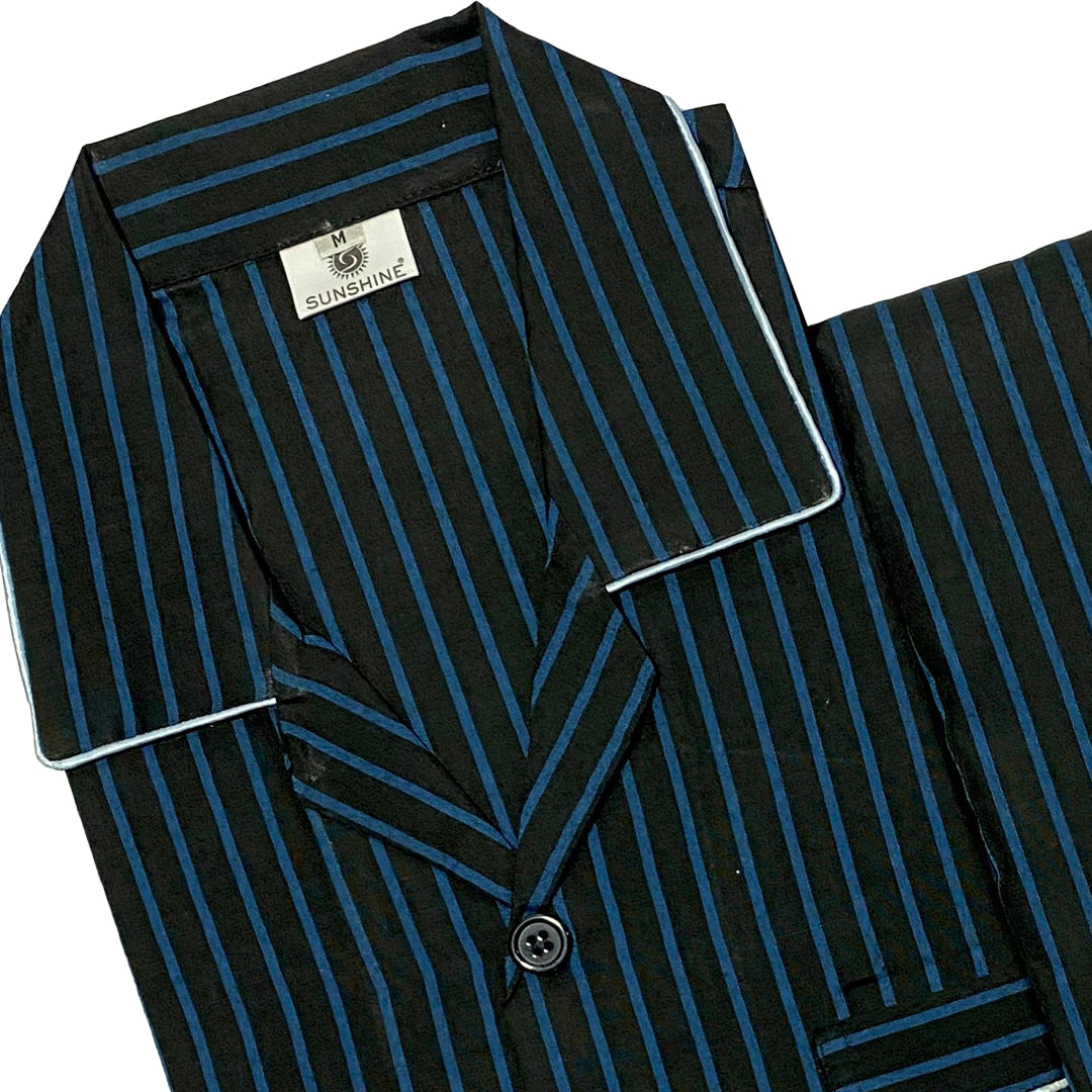 Black Blue Stripe Night Suit – CH-129