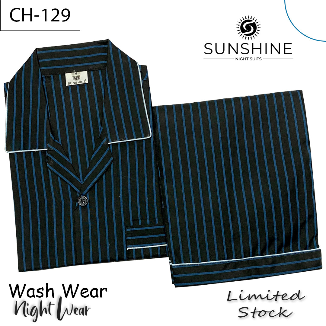 Black Blue Stripe Night Suit – CH-129
