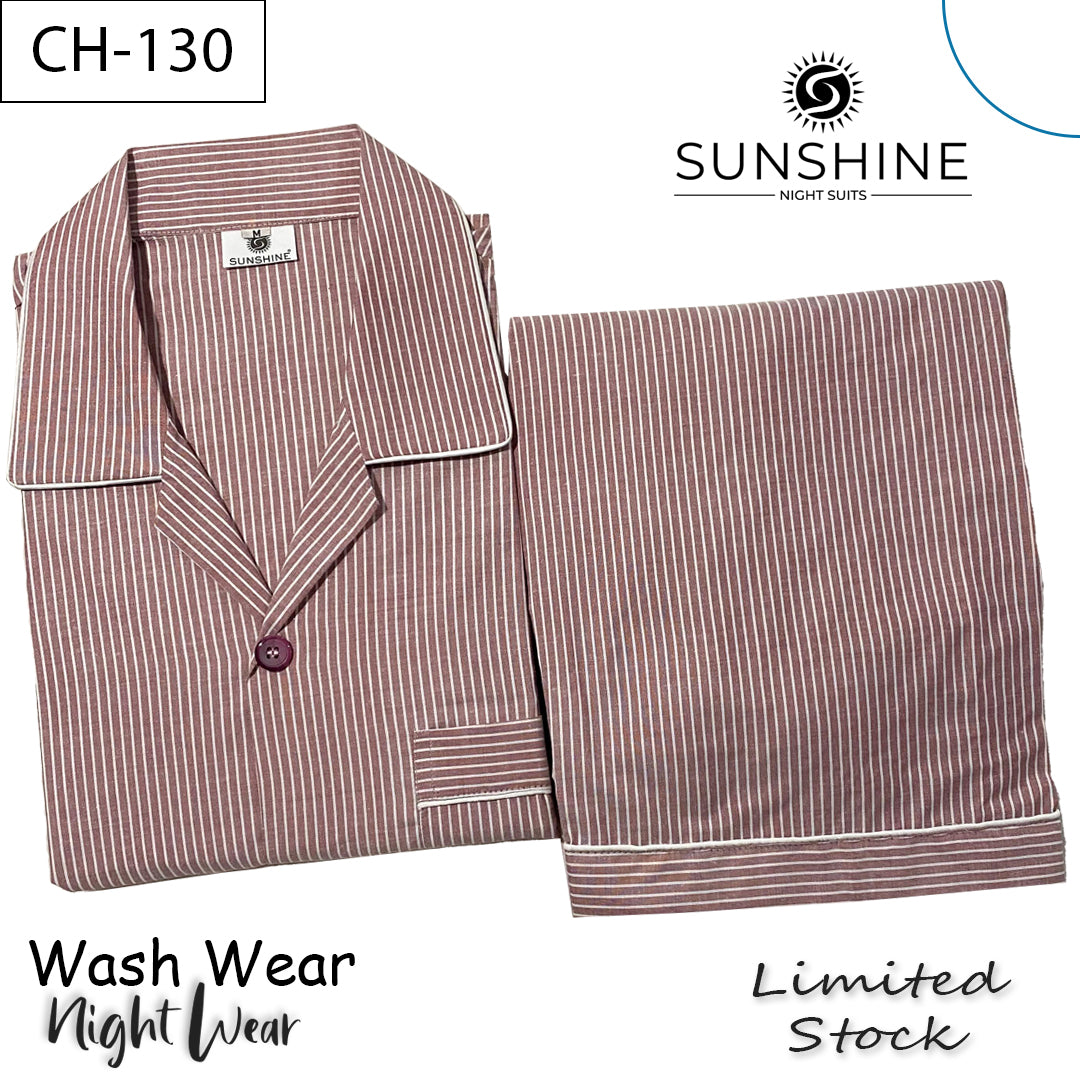 Maroon White Stripe Night Suit – CH-130