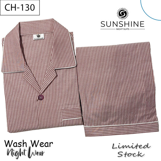 Maroon White Stripe Night Suit – CH-130