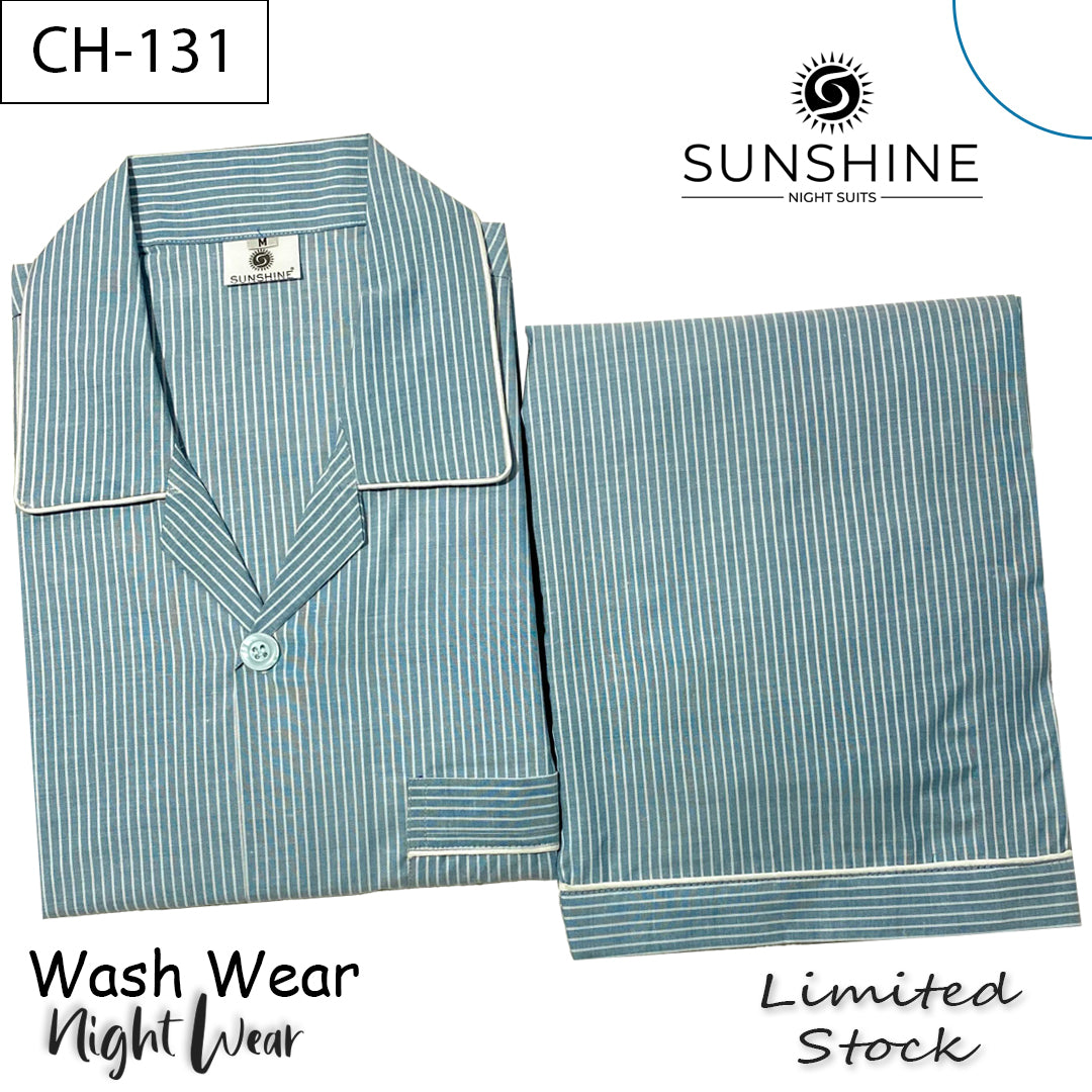 Green White Stripe Night Suit – CH-131