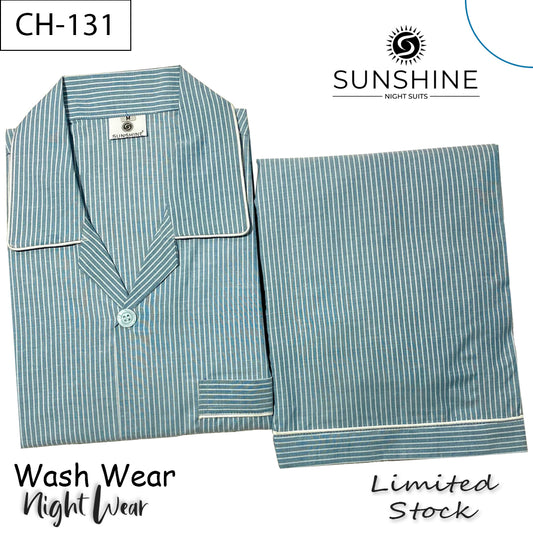 Green White Stripe Night Suit – CH-131