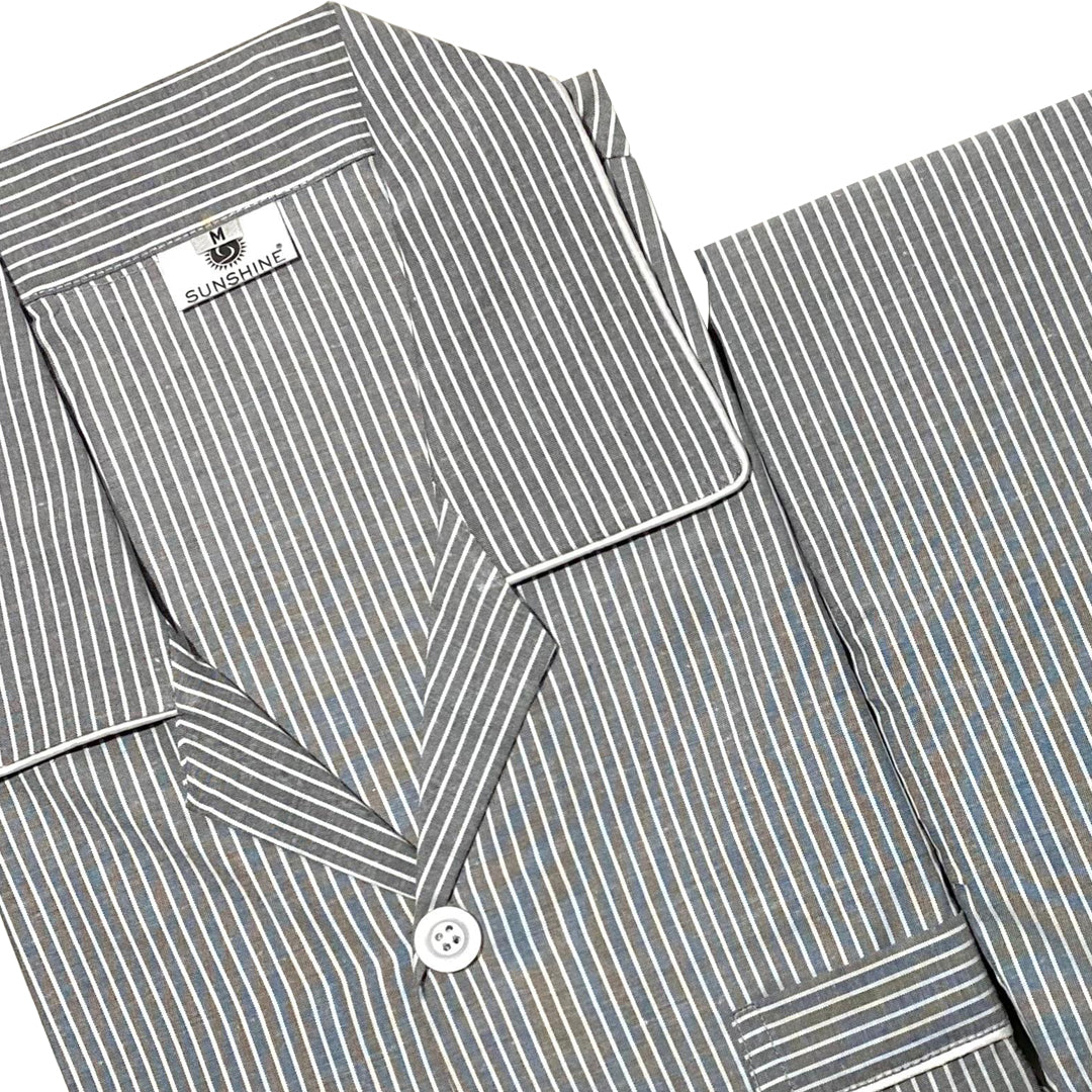 Grey White Stripe Night Suit – CH-132