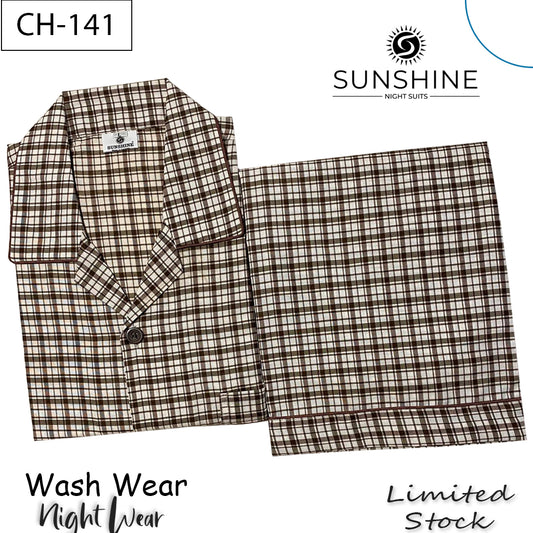 Mocha Brown Check Night Suit – CH-141