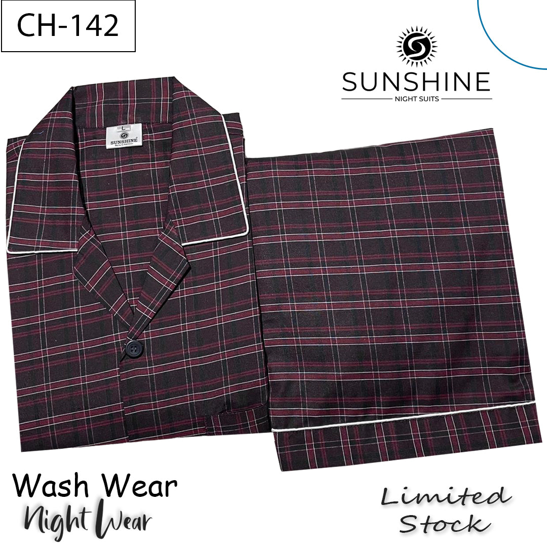 Maroon Black Check Night Suit – CH-142