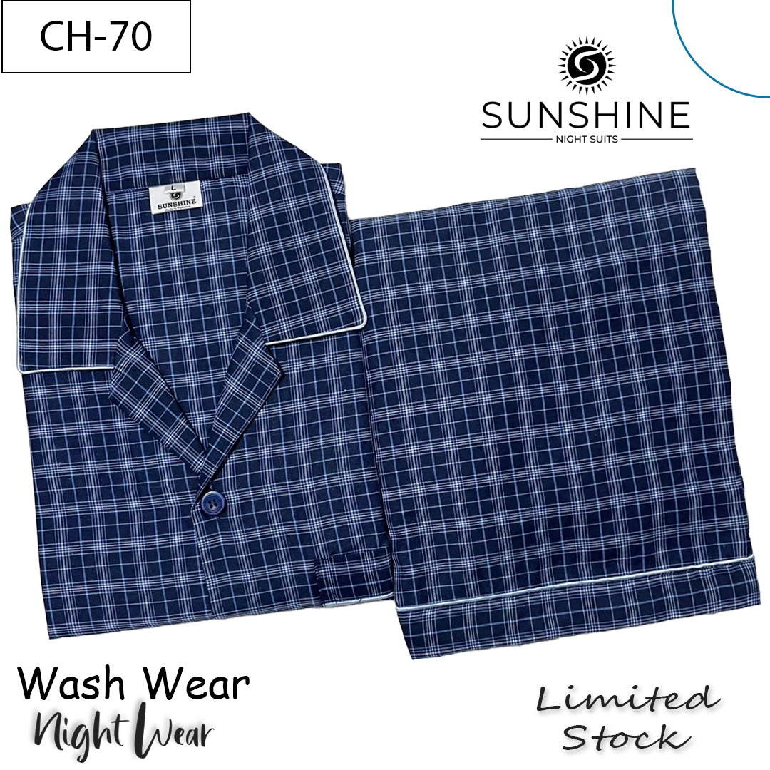 Royal Blue Check Night Suit - CH-70