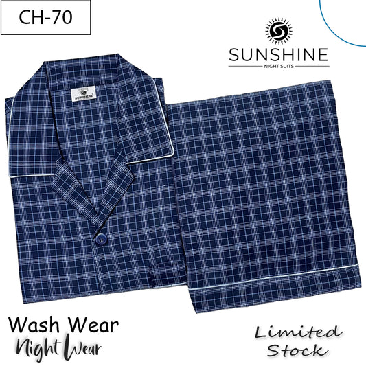 Royal Blue Check Night Suit - CH-70