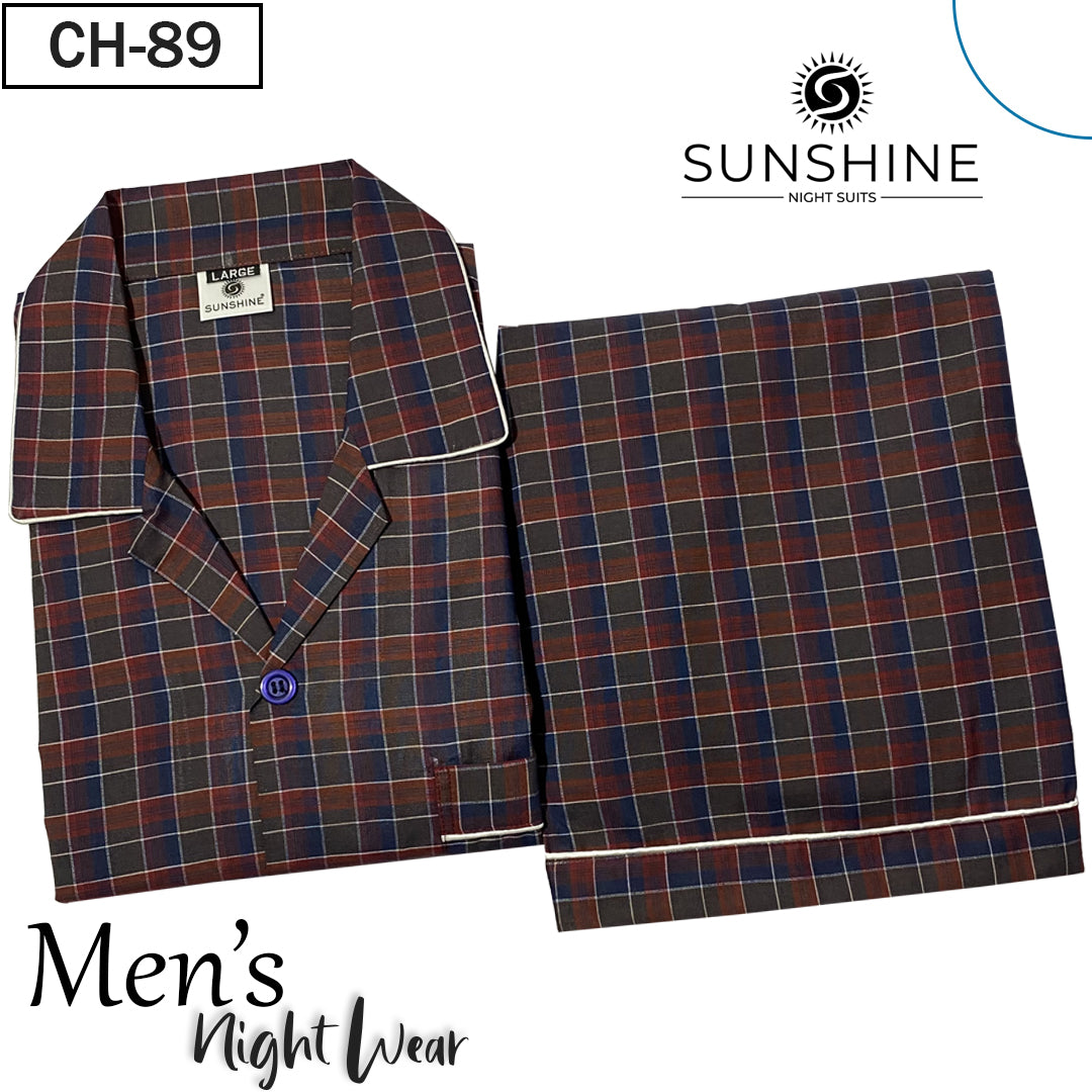 Reddish Check Night Suit - CH-089