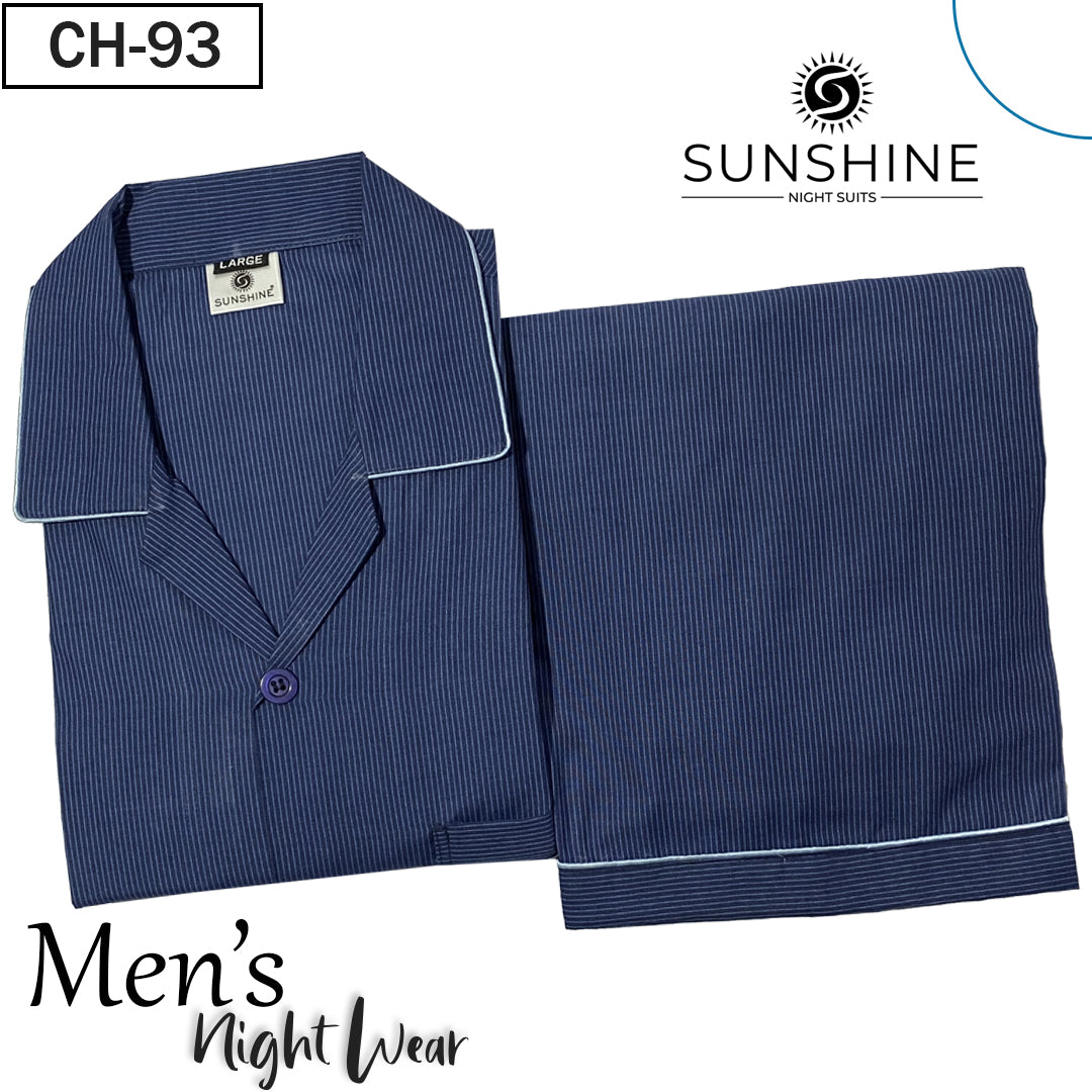 Royal Blue Pin Stripe Night Suit - CH-093