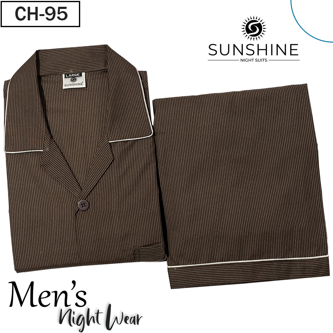 Brown Pin Stripe Night Suit - CH-095