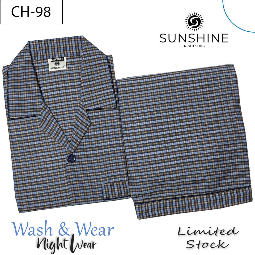 Classic Blue Check Night Suit – CH-98