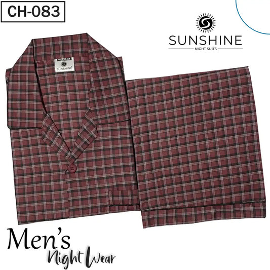 Maroon Check Night Suit - CH-083