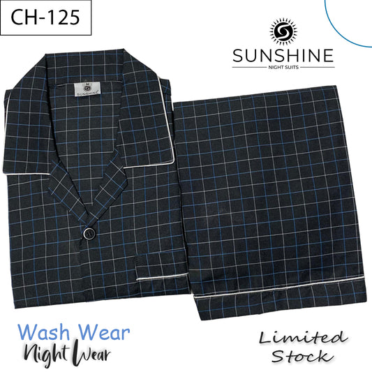 Charcoal Check Night Suit - CH-125