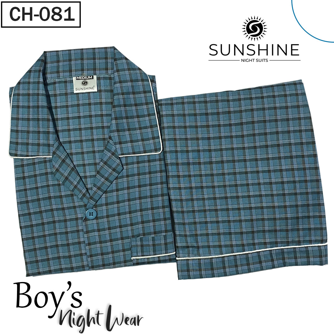 Teal Check Nightdress For Boys ( BCH-81 )