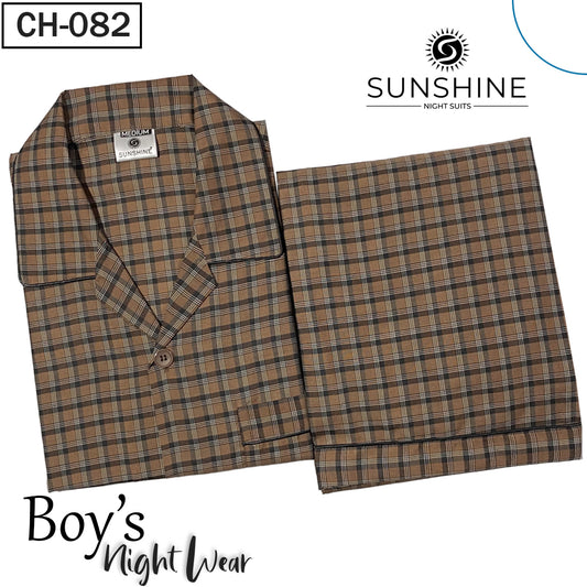 Camel Check Nightdress For Boys ( BCH-82 )