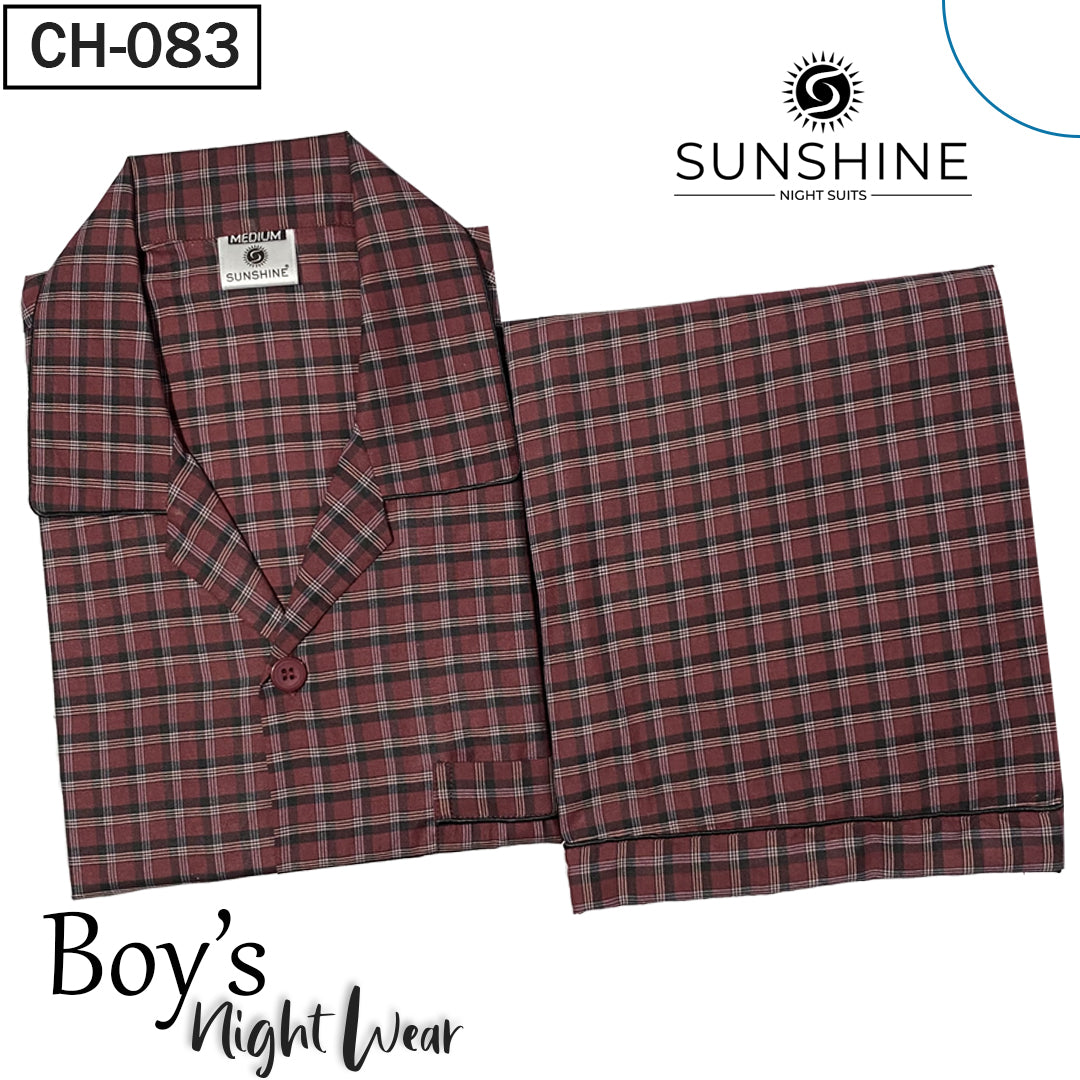 Maroon Check Nightdress For Boys ( BCH-83 )