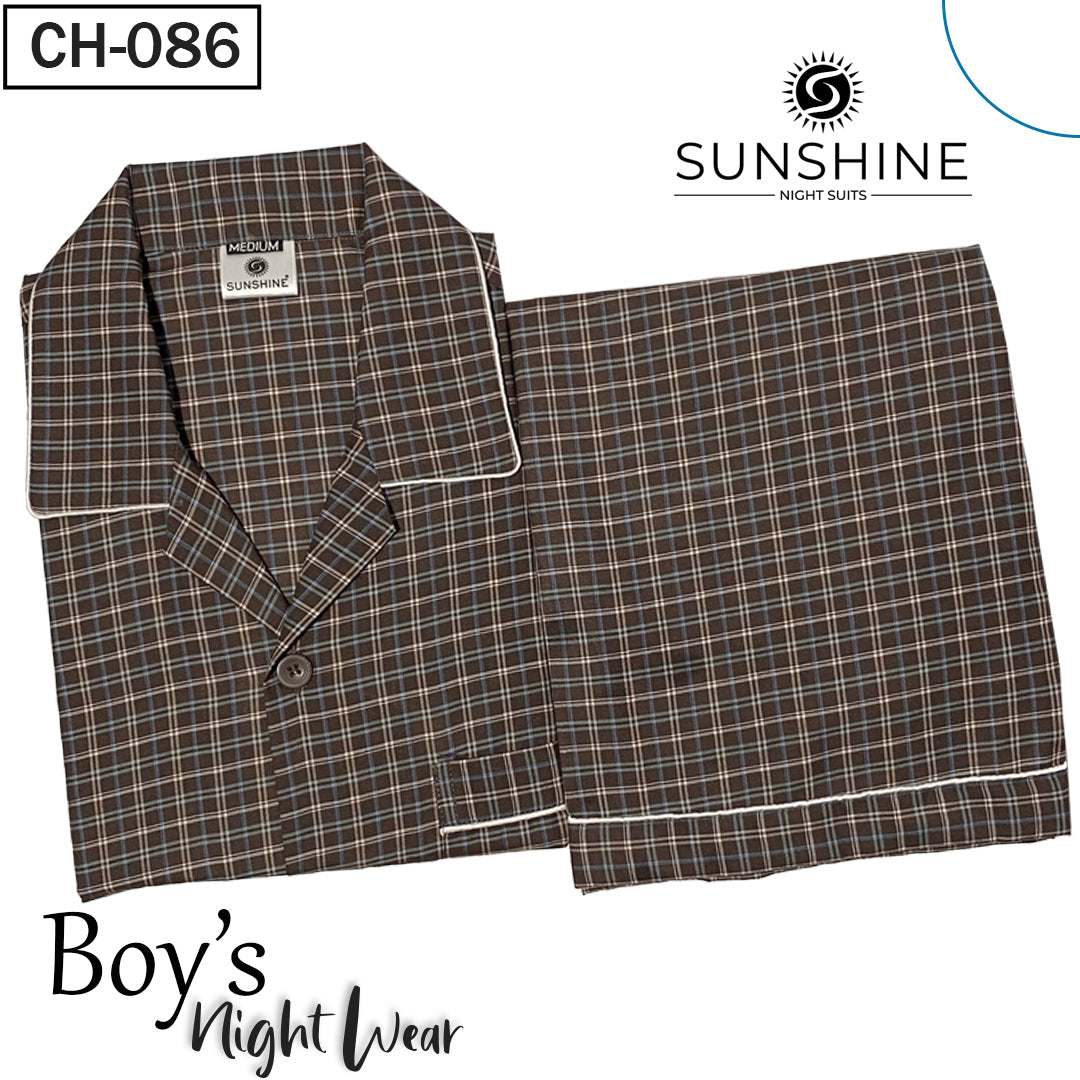 Dark Brown Check Nightdress For Boys ( BCH-86 )