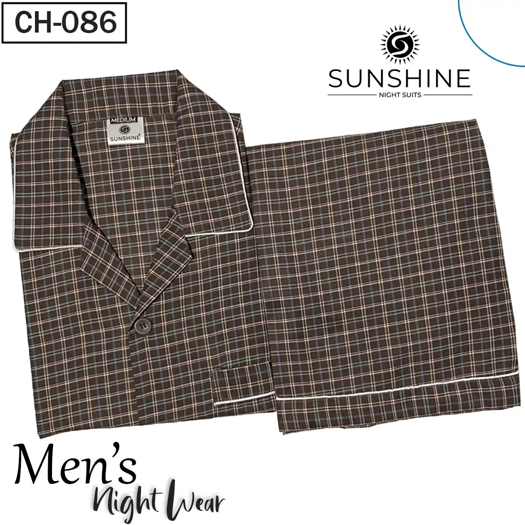 Dark Brown Check Night Suit - CH-086