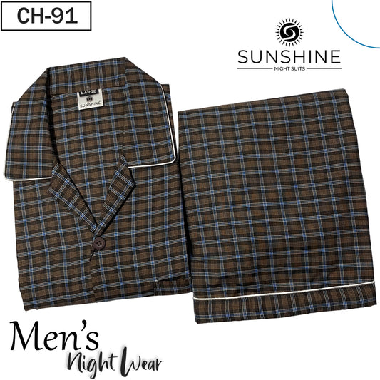 Dark Brown Check Night Suit - CH-091