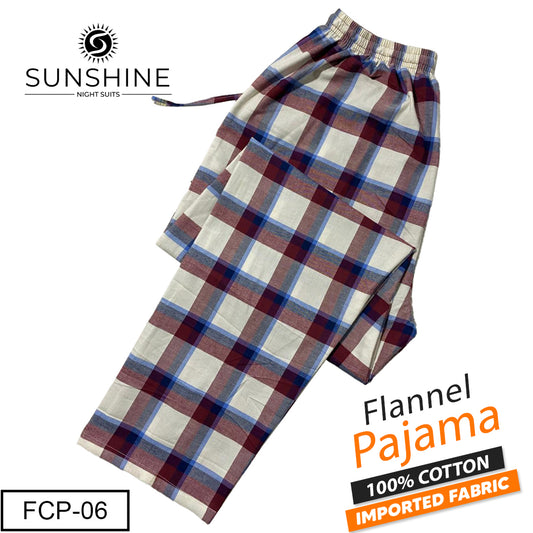Maroon White Check Flannel Pajama – FCP-06 | Winter Fabric