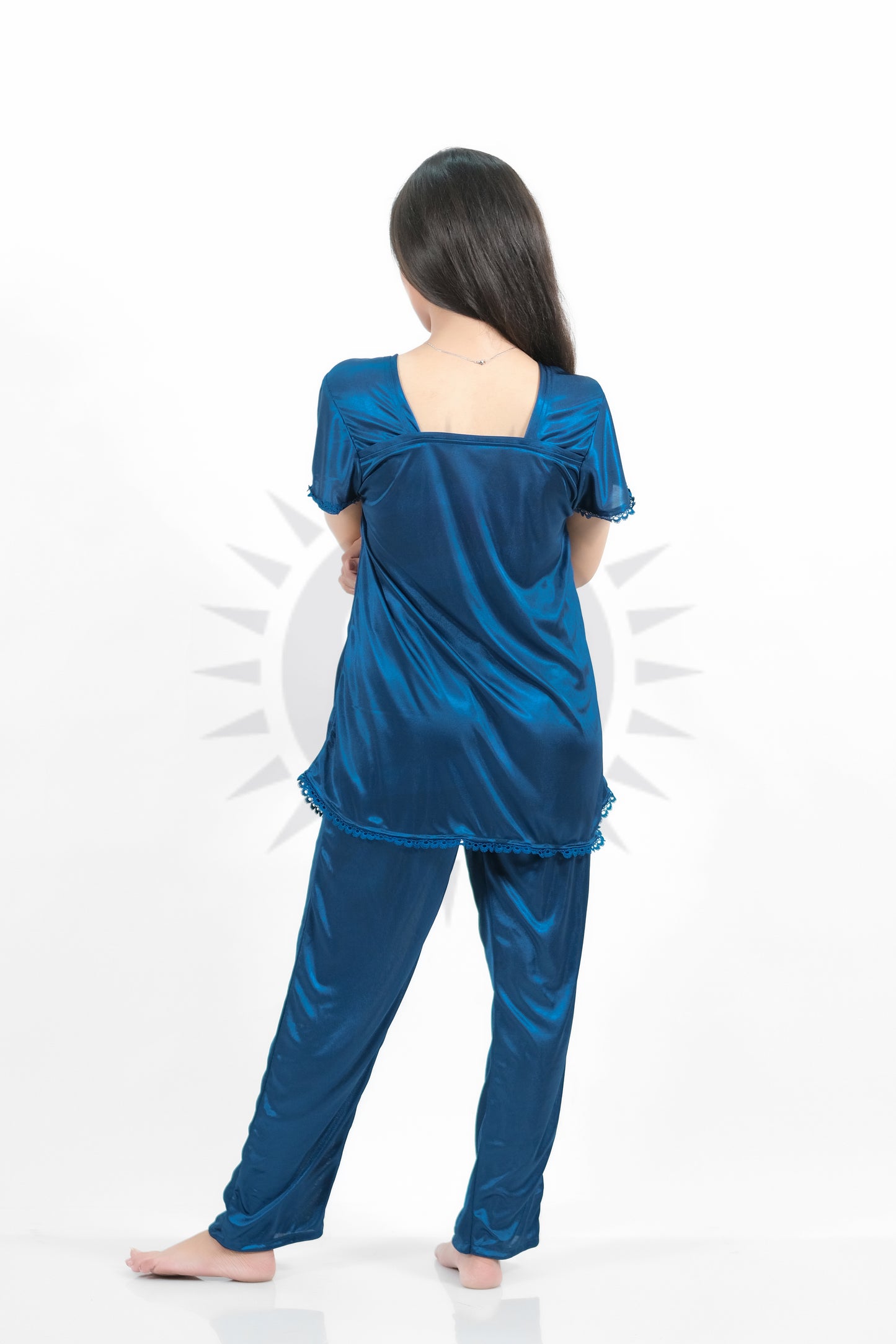 Blue Silk Jersey Pajamas Set 2500-C