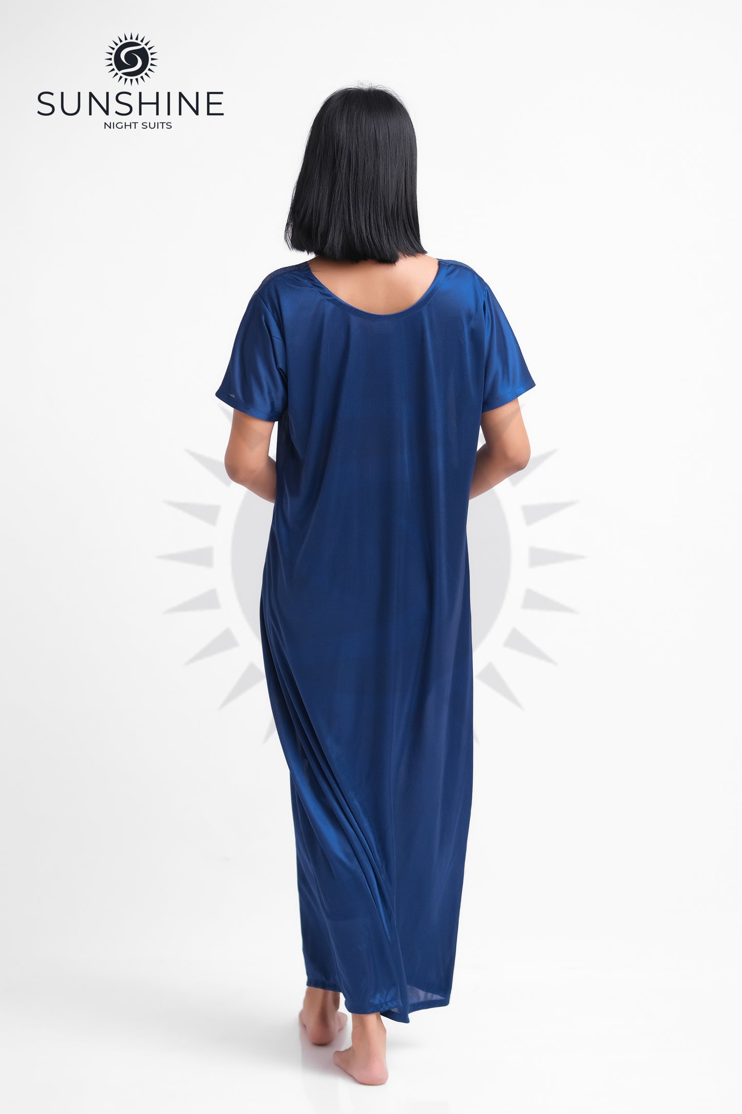 Blue Silk Maxi Night Gown 1002-C