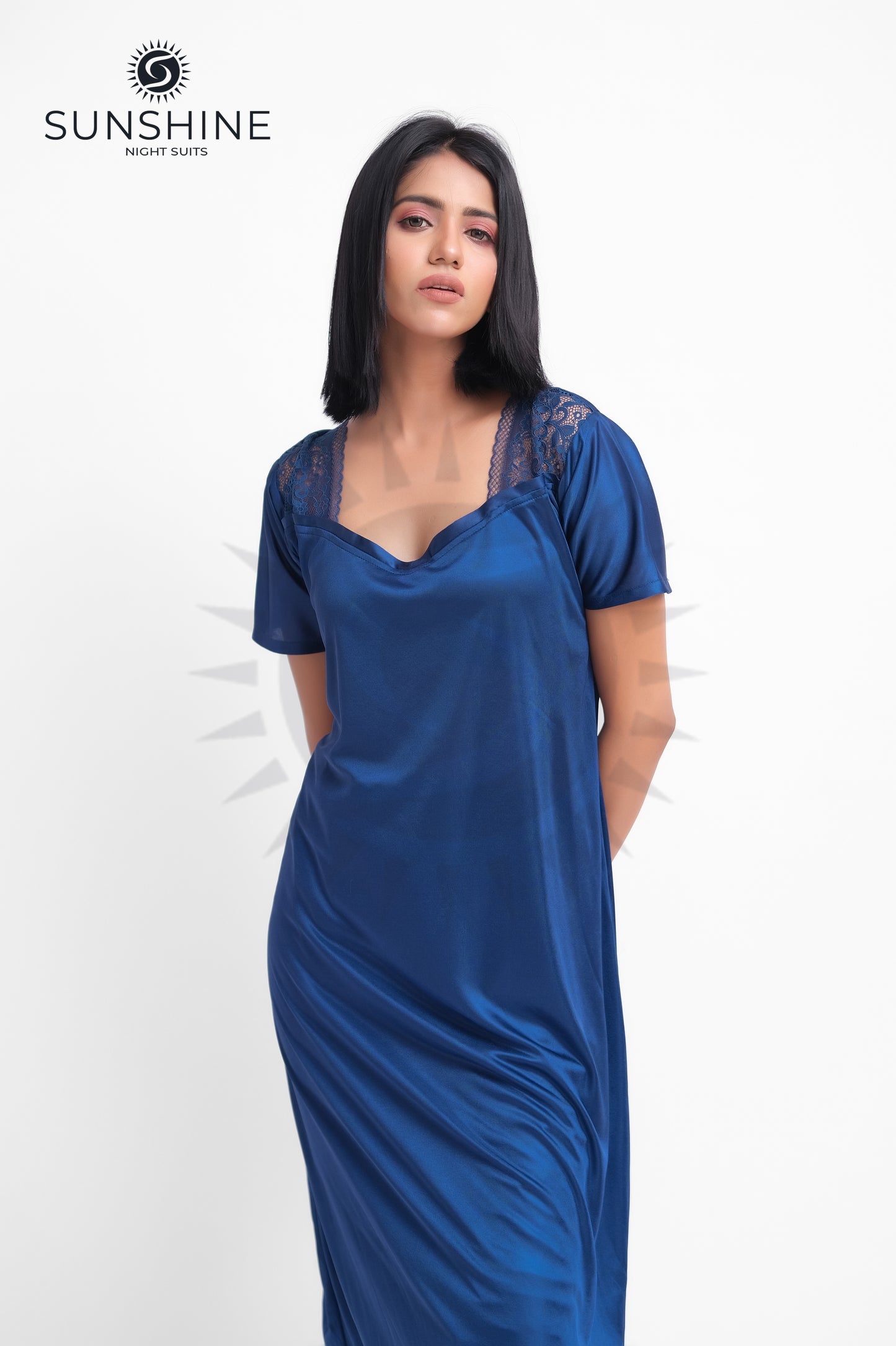 Blue Silk Maxi Night Gown 1002-C