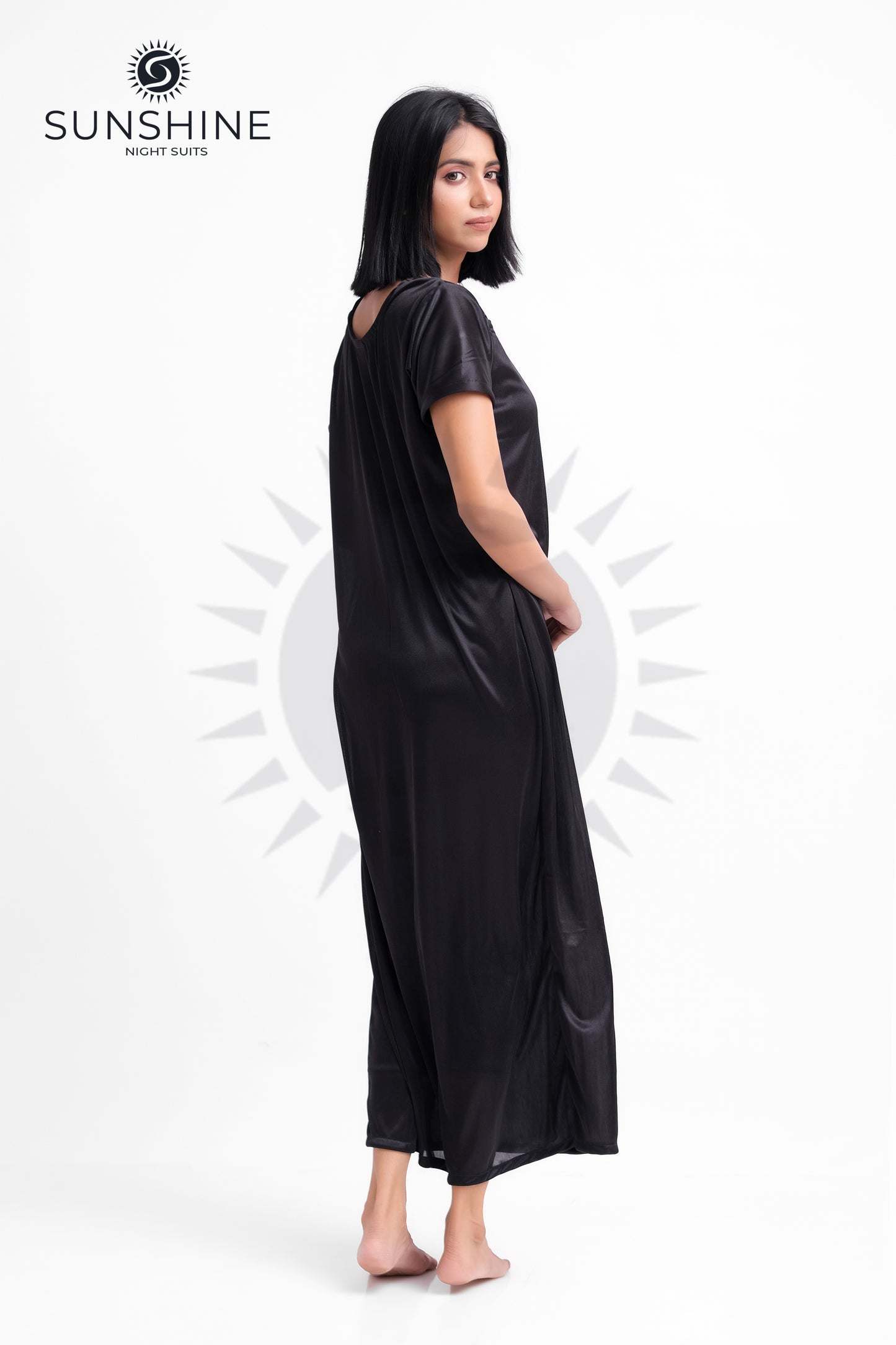 Black Silk Maxi Night Gown 1002-D