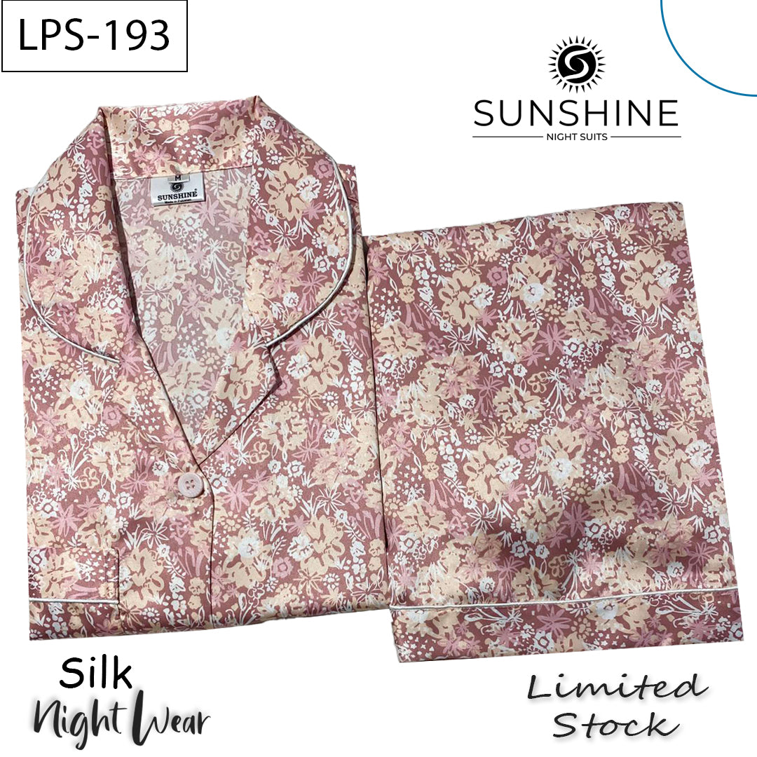 Dusty Rose Floral Printed Silk Nightdress LPS-193