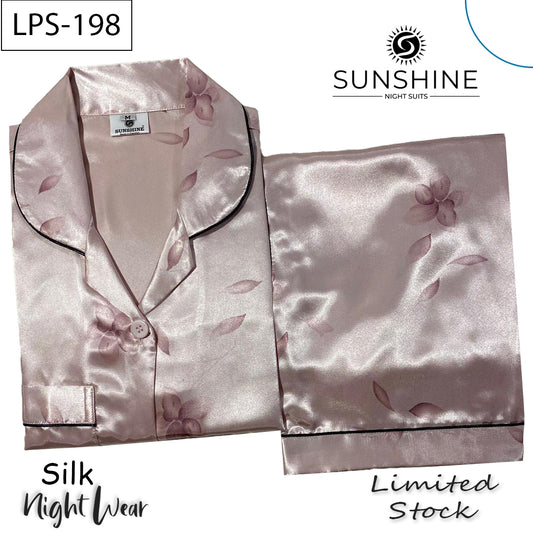 Light Pink Minimal Floral Silk Nightdress LPS-198