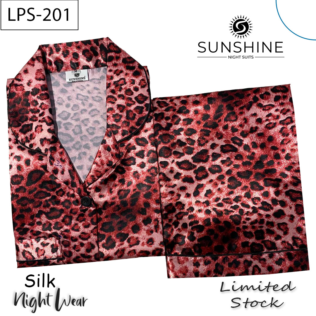Rose Gold Leopard Printed Silk Nightdress LPS-201