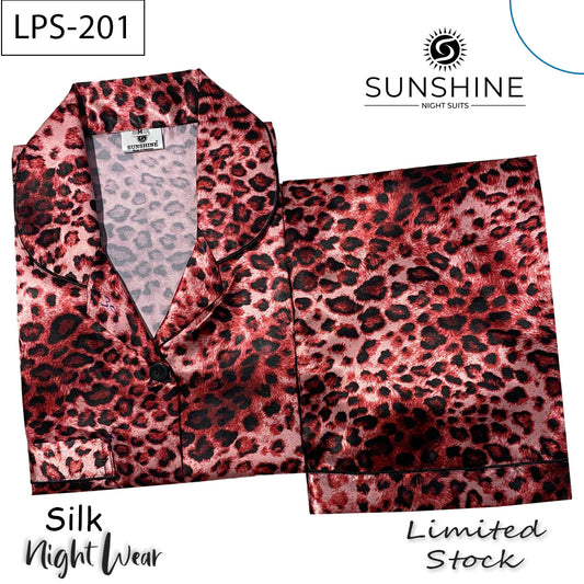 Rose Gold Leopard Printed Silk Nightdress LPS-201