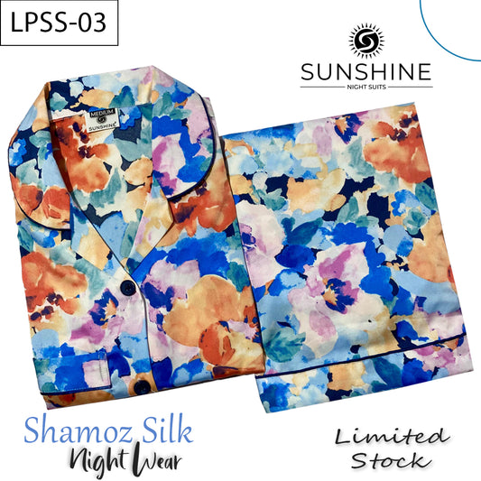 Multi Colors Floral Shamoz Printed Silk Nightdress LPSS-03